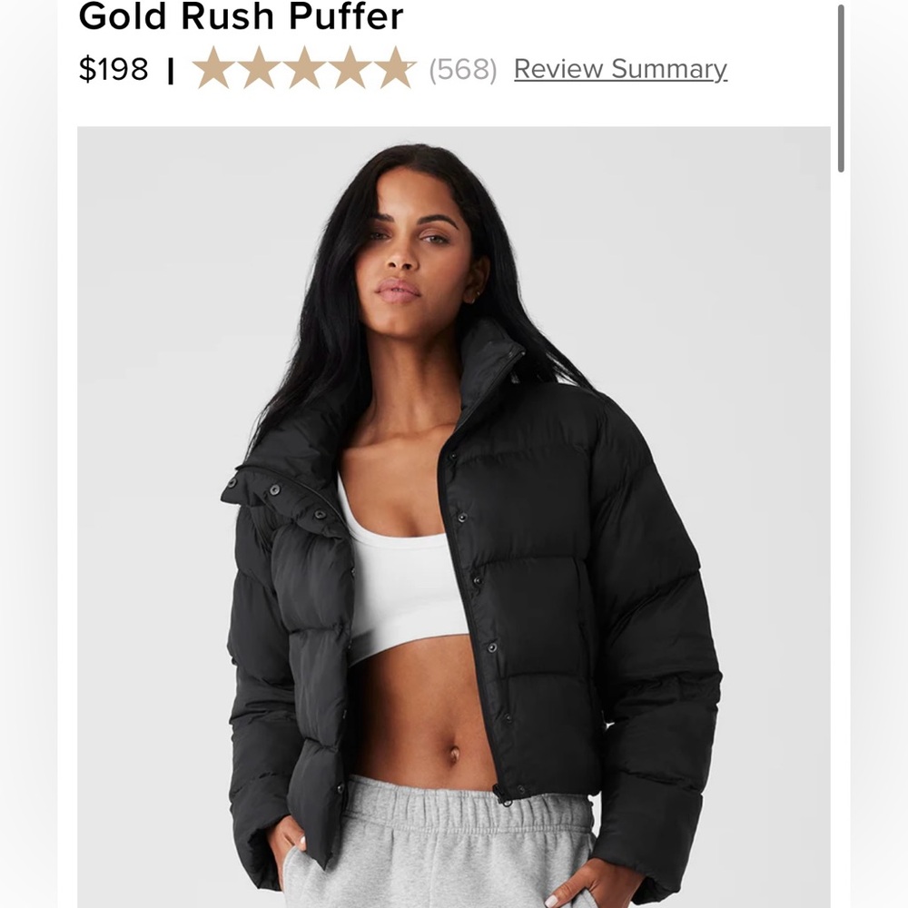 NWT Alo Yoga Cropped Gold Rush Puffer